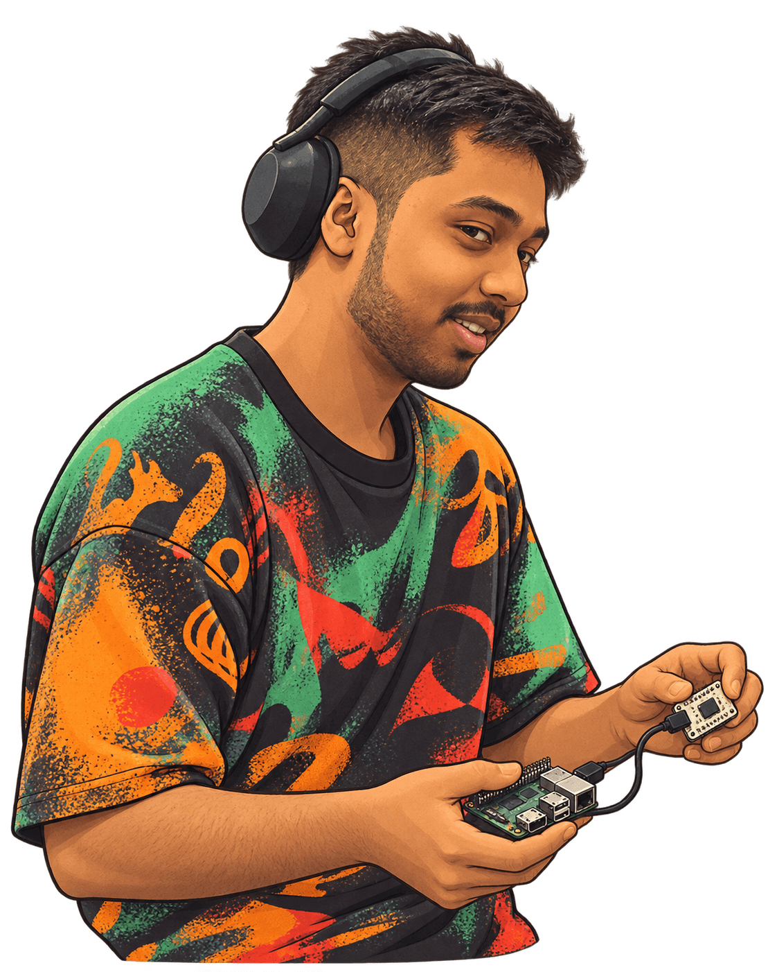 Illustrated portrait of Shaurya Rane